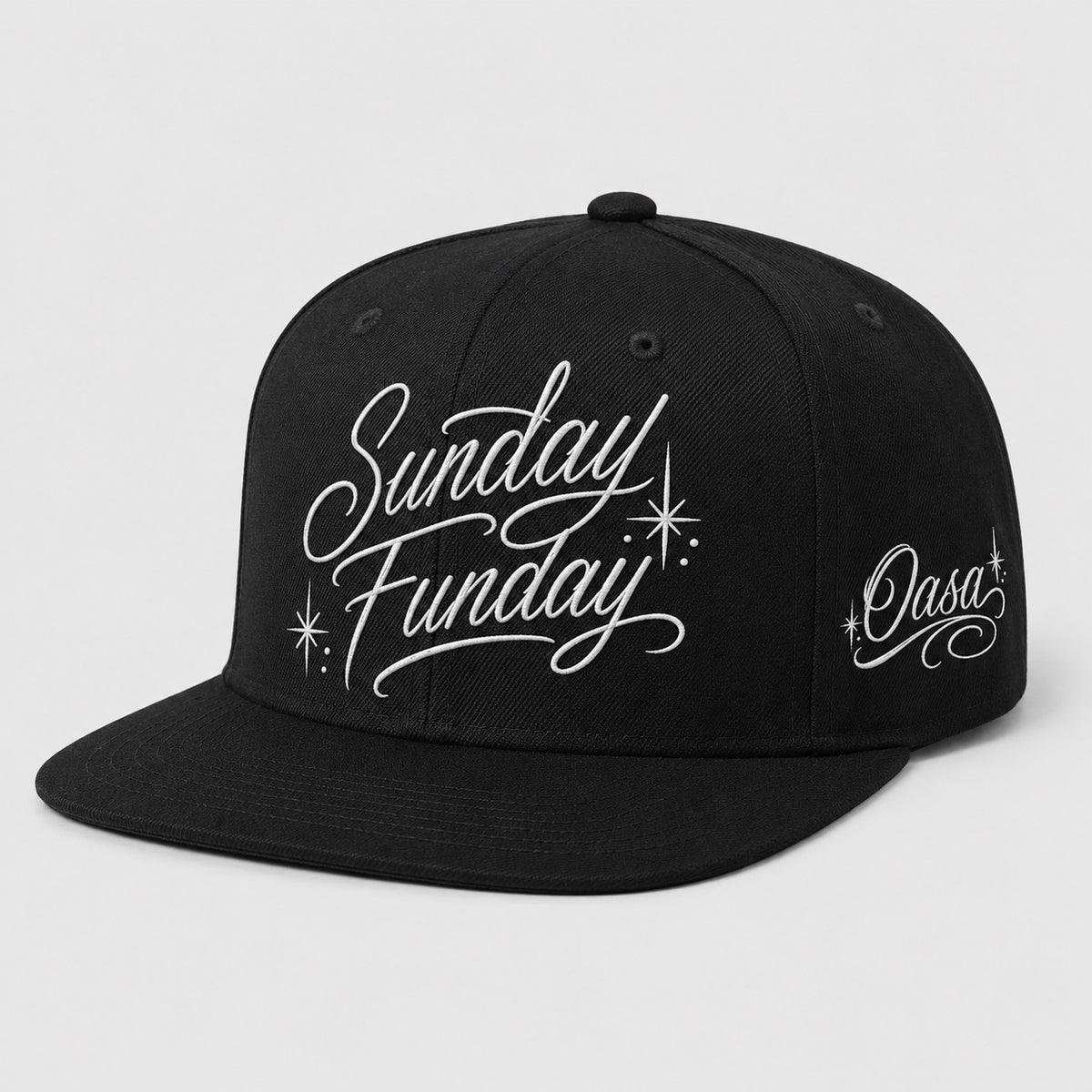 Sunday Funday script hat in black